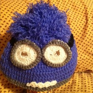 Purple minion crochet hat