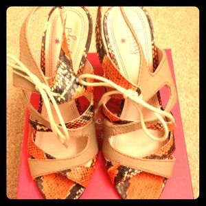 Orange/snakeskin shoes
