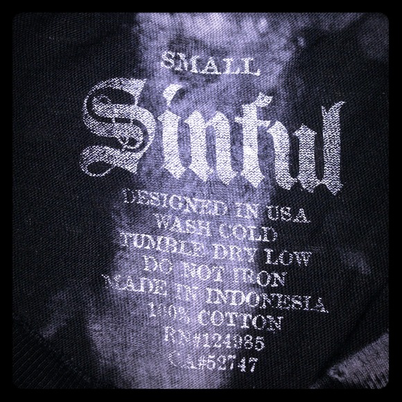 Rocker-chic SINFUL shirt sz SM long tunic length