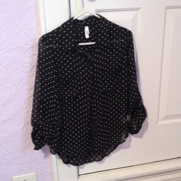 Xhilaration medium black polka dot top