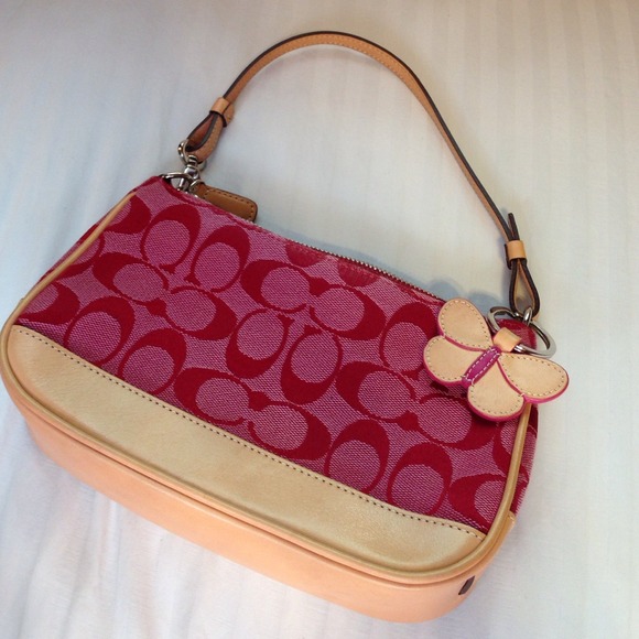 Coach Handbags - Coach purse & butterfly keychain! red/pink 🌷🌺🌸