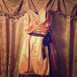 Cindy Collection Gold Bubble hem party dress