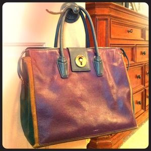 YSL cabas tote...two leathered purple and green.
