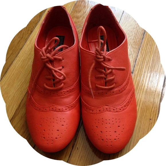 Orange Leather Oxfords