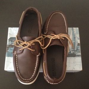 Boys Sperry Brown leather top-sliders