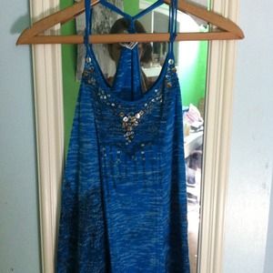 Free people blue beaded tank