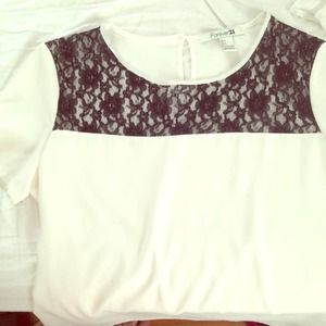 White and black lace top from Forever 21! 😘
