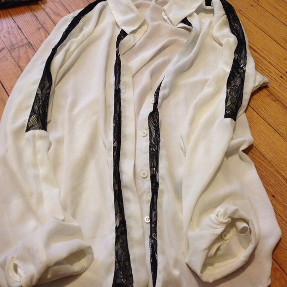 Cream & black laced dress shirt