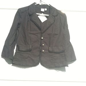 Black, lace edging, 3/4 length sleeve jacket