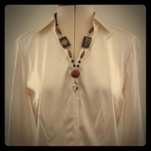 Cream - White Silk Blouse