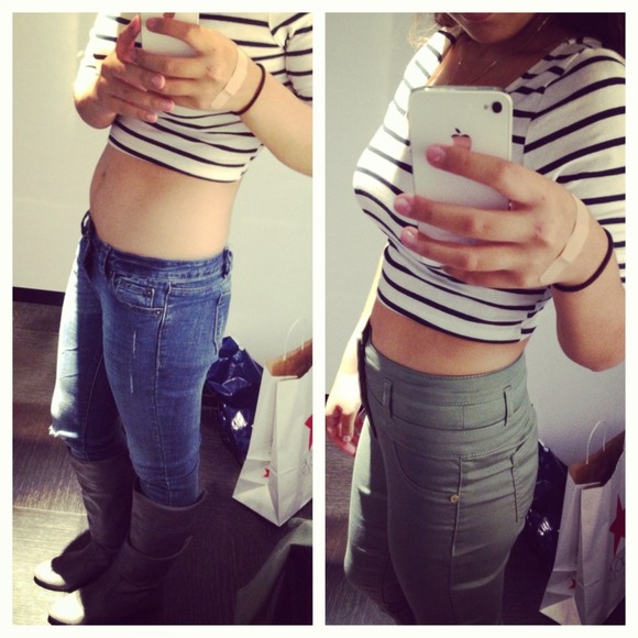 High wasted pants/ normal waisted jeans