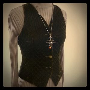 Rich Olive Green Velvet Quilted Vest