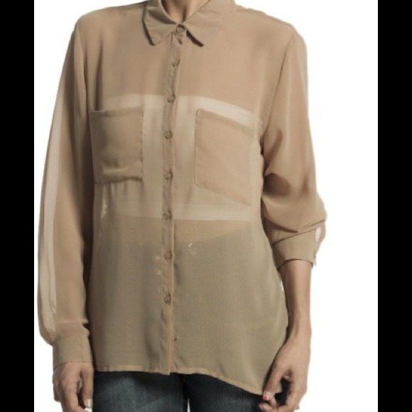 💫️Beautiful Sheer Mocha Blouse💫 - Picture 2 of 4