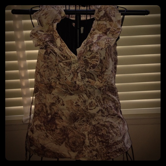Sleeveless Brown Multi Blouse by Ann Taylor