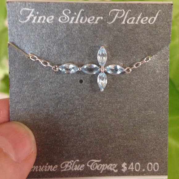 Kohls Jewelry - Sideways Blue Topaz Cross necklace