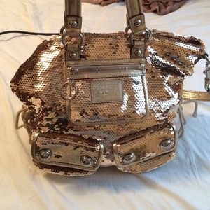 Authentic coach poppy, gold sequin purse