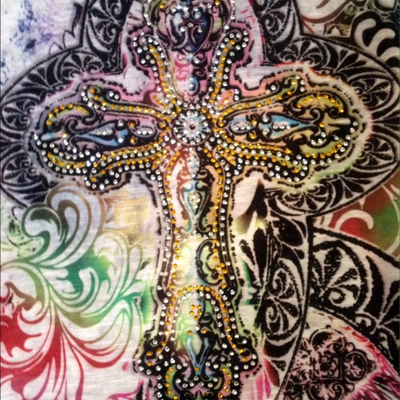 💜💛Buckle multicolored patterned T-shirt 💚💙 - Picture 4 of 4