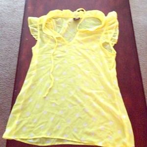 YELLOW WITH WHITE POKA-DOTS TOP