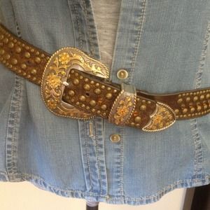 Genuine leather- studded and with crystals
