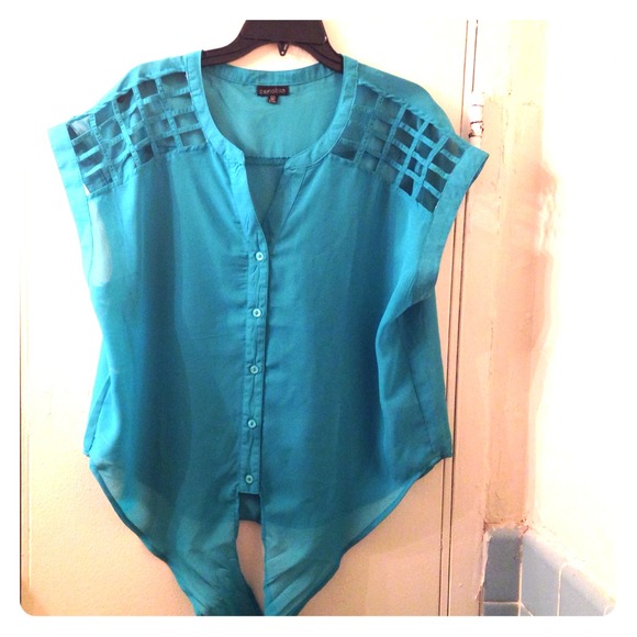 Button down dress top, turquoise, linen top