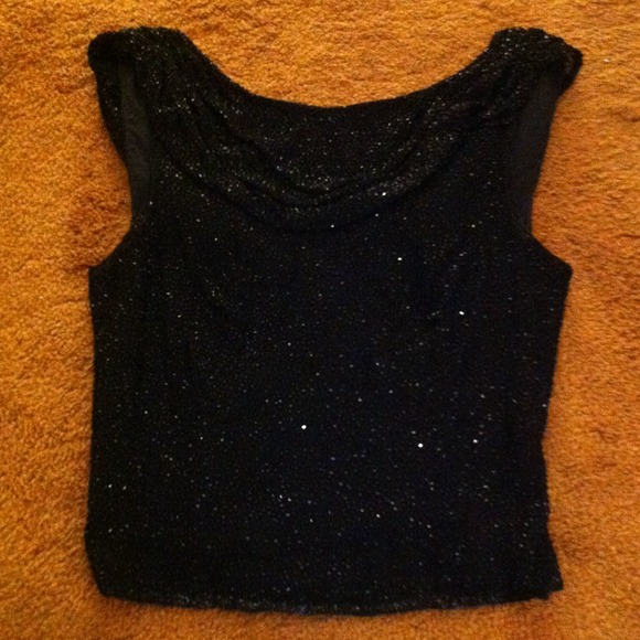 Sequined sleeveless black top