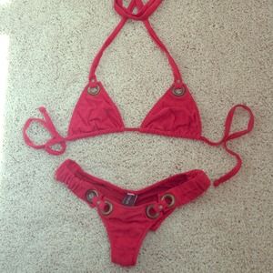 Red suade sexy bikini