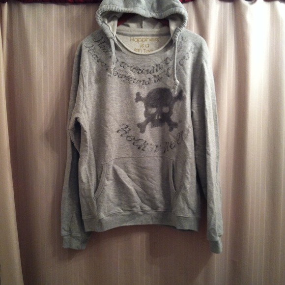 Gray Pullover Hoodie with Screenprint
