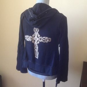 Cool hoodie w lace, studs & crystals