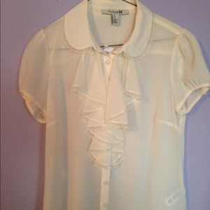 Forever 21 Sheer Ruffle Blouse