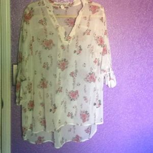 Long sheer floral top