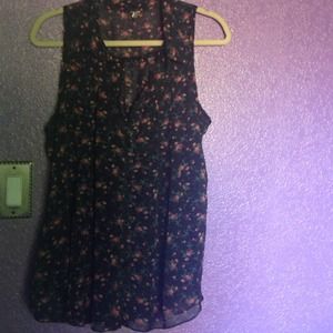 Sheer floral button up