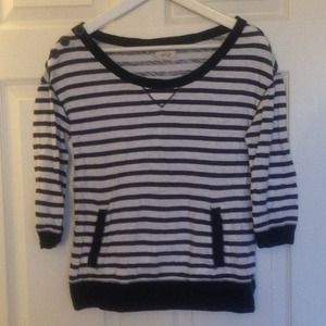 AE aerie Navy Striped Top