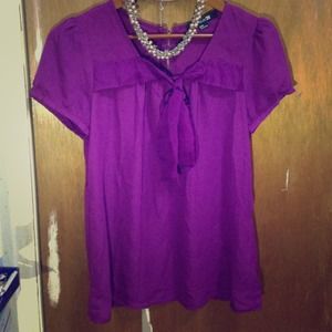 Purple pink silk blouse (bow tie)