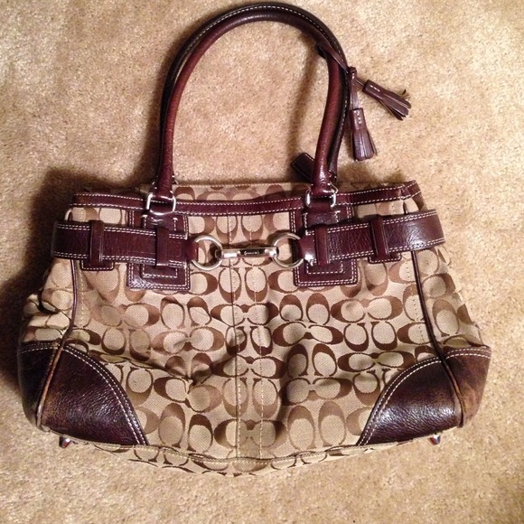 Authentic Coach tan and brown purse
