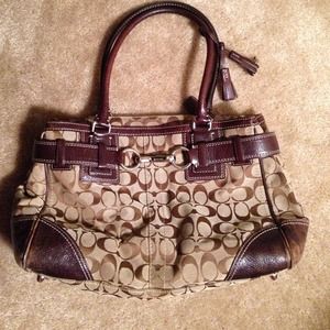 Authentic Coach tan and brown purse