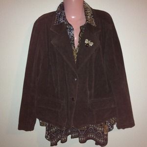 Venezia Corduroy Jacket w/Free CK Brooch Sz 18/20