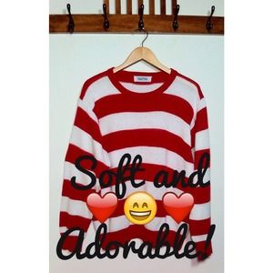 ❤️Red And White Striped Oversize Sweater❤️