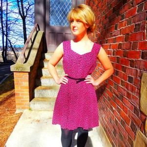 Vintage Floral Magenta Eighties Dress