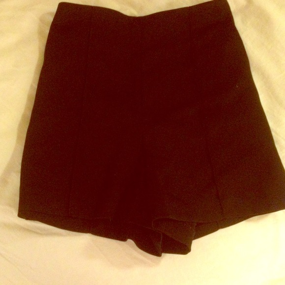 black silky mid waist shorts