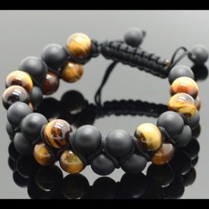 David Yurman style Onyx & Tiger's Eye Bracelet