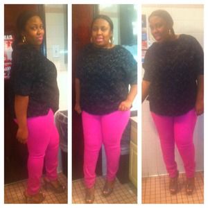 Kardashian hot pink denim jeans