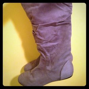 Gray suede like boots
