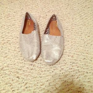 All silver sequin TOMS size 8.5 women's!