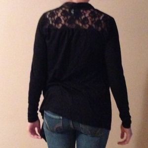 Black cardigan with lace detail on the back