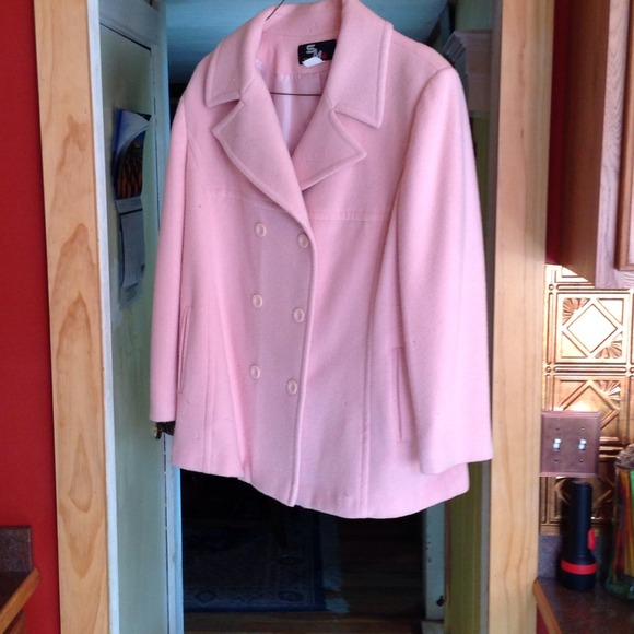 Pink wool winter pea coat