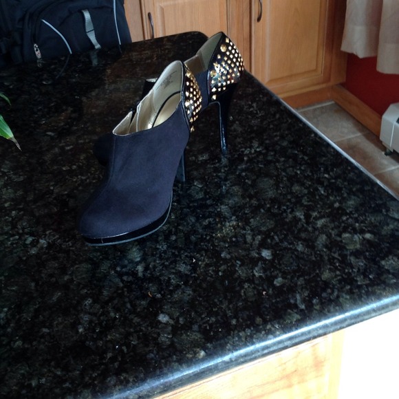 Sexy studded black booties