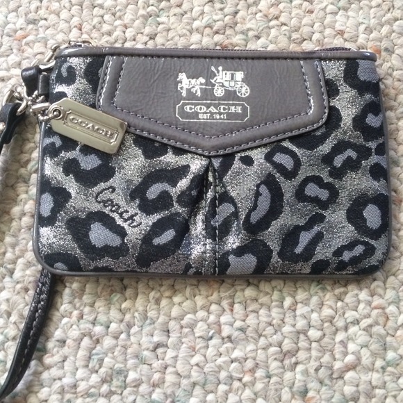 Authentic Coach Small Leopard Wristlet