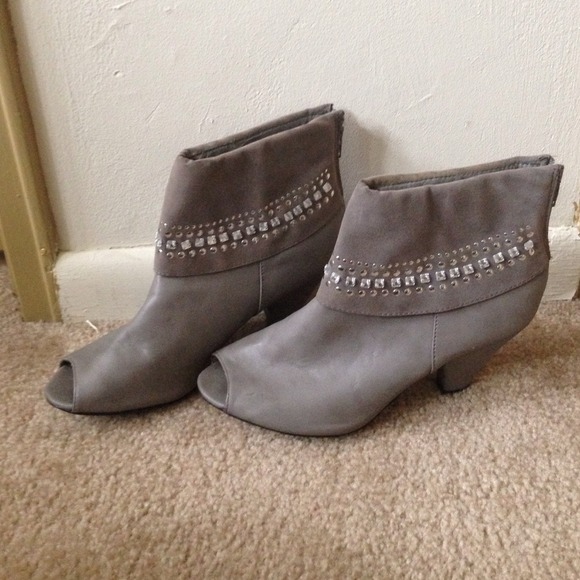 Gray Gem Peek Toe Ankle Booties