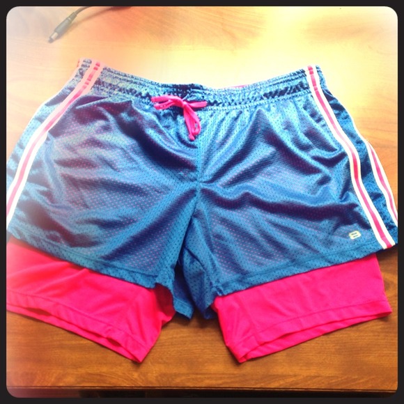 Blue & Magenta Spandex Shorts