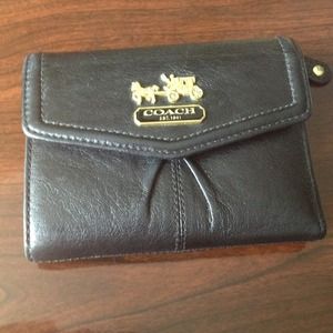 Black leather coach wallet